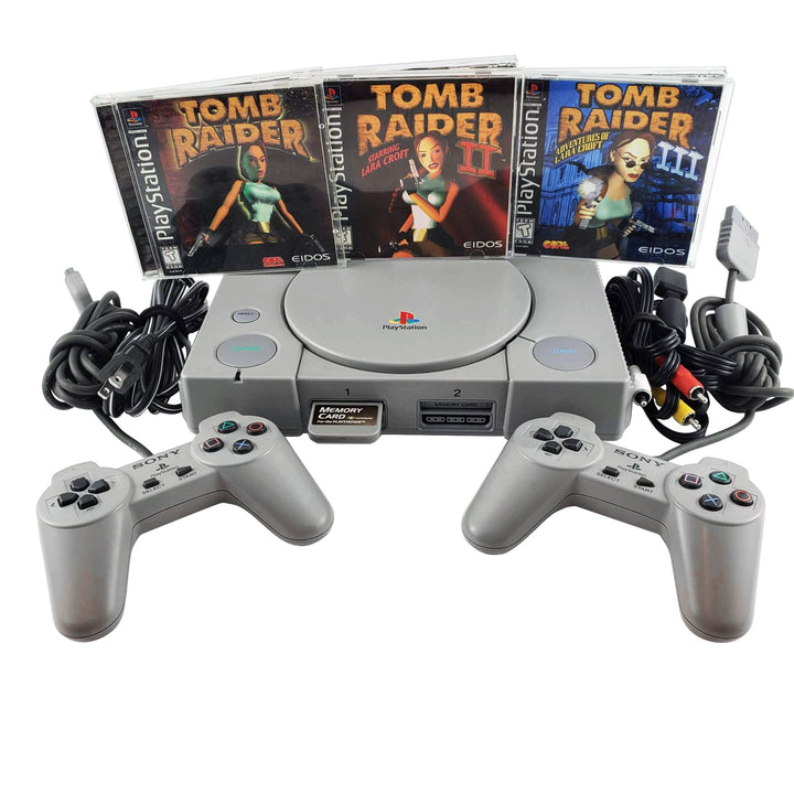 Playstation 1 (PS1) Console Bundle: Tomb Raider 1, 2 & 3
