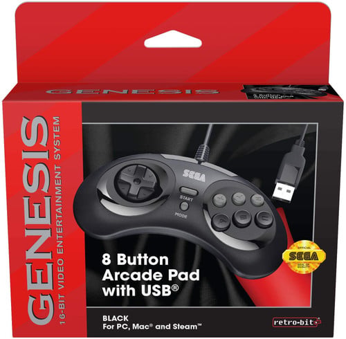 SEGA Genesis 8-button Arcade USB Pad Black - Image 2
