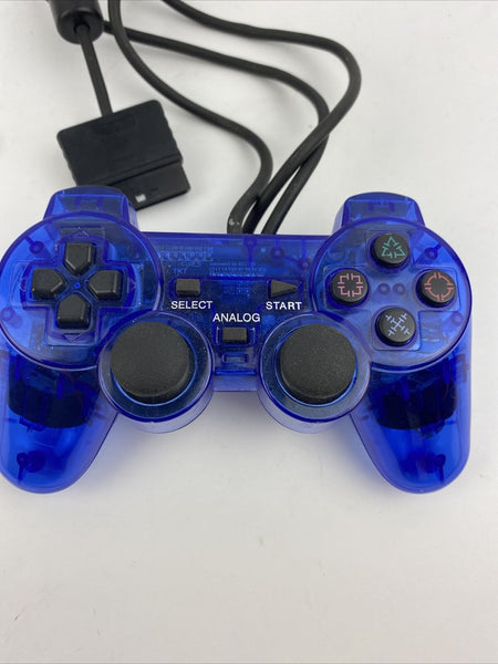 PS2 New CLEAR BLUE Wired Controller - Image 2